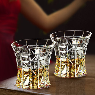 Glass 高斯 捷克进口水晶玻璃威士忌酒杯绿茶杯果汁杯啤酒杯礼盒包装 冰裂杯 四杯礼盒