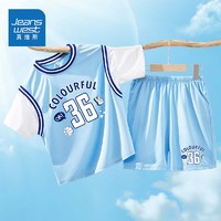 JEANSWEST 真维斯 男童童装儿童短袖运动套装新款篮球服速干夏季薄款夏装衣服