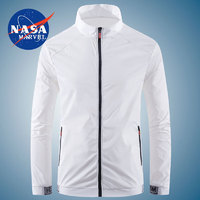 NASA MARVEL 防曬衣男2024夏季新款戶外超薄透氣純色立領男士運動外套皮膚衣 白色 M