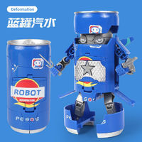 汽水机器人变形玩具金刚饮料变型易拉罐宝宝儿童可乐男7 蓝罐汽水机器人