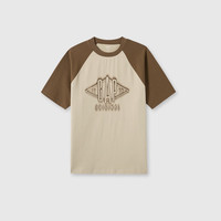 Gap 盖璞 男士撞色插肩袖logo圆领短袖T恤 463174 卡其色 S