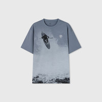 Gap 盖璞 男士纯棉印花圆领短袖T恤 463239 蓝色 XXL