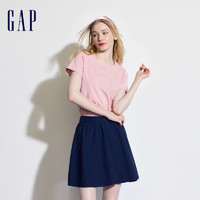 Gap女装2024夏季纯棉镂空字母印花logo短袖T恤宽松上衣546498