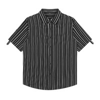 GXG 24夏季时尚经典条纹男士宽松休闲短袖翻领衬衫