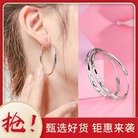 豫银 豫园集团旗下925银耳环纯银车花耳圈耳环高级感