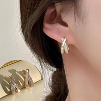 珍宝银楼 法式轻奢风交叉耳环小众设计高级感耳圈气质时尚温柔耳钉耳饰饰品