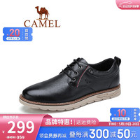 CAMEL 骆驼 男鞋 春季男士休闲皮鞋百搭英伦商务正装小皮鞋 A012266110,黑色 40