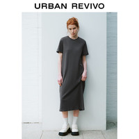 URBAN REVIVO 女士慵懒休闲字母垂坠感中长款连衣裙 UWU740049