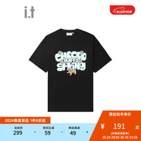 :CHOCOOLATE it 女装多色短袖T恤2024夏季新款青春可爱半袖1836XSM BKX/黑色