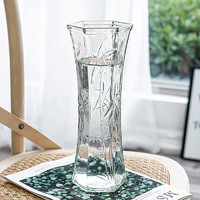 极度空间 玻璃花瓶客厅摆件桌面装饰水培插花透明玻璃花瓶菱形富贵竹