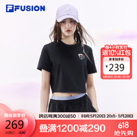 FILA 斐乐 FUSION斐乐潮牌官方女子针织短袖衫2024夏季时尚T恤