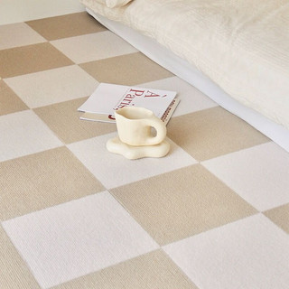 foojo免胶自粘拼接方块地毯奶油风米白+卡其8片装