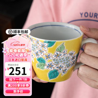 美浓烧 Mino Yaki）日本进口九谷烧陶瓷马克杯大容量水杯礼物盒下午茶咖啡杯子 晨光花晓