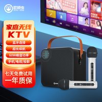 屁颠虫家庭ktv无线麦克风视频会议电视k歌神器家用唱歌话筒音响一体手机演讲广场舞音箱 黑色双麦版