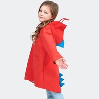 班哲尼 儿童雨衣斗篷雨衣可爱小恐龙小学生书包雨披斗篷雨具循环使用 红色 L