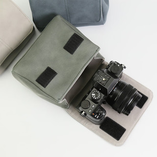 SOZOR 莫兰迪色系微单相机包便携适用于富士XS10XT5XT4XT30内胆包 佳能R50 R7R10单肩斜跨小众简约防水 腕带款-小号灰森绿