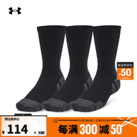 安德玛 UNDERARMOUR）Performance Tech男女情侣训练运动短筒袜子-3双装1379512 黑色001 L