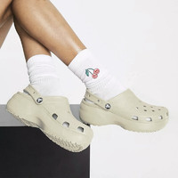 crocs 卡骆驰 王俊凯推荐厚底云朵洞洞鞋户外沙滩鞋女鞋206750 时尚透气 骨白色2Y2 37-38 240mm