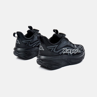 Kappa Kids卡帕夏季儿童运动鞋男女童纯色时尚休闲鞋中大童网面透气跑步鞋 黑色 33码适合脚长约209mm