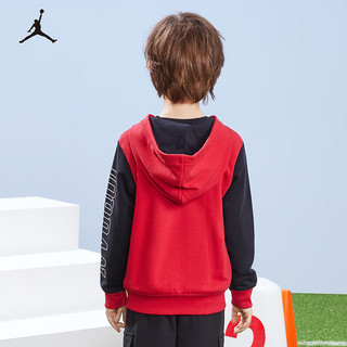 NIKE JORDAN 耐克AJ童装男童开衫连帽卫衣2024春秋儿童上衣外套 杰斯特红 120/60(6)