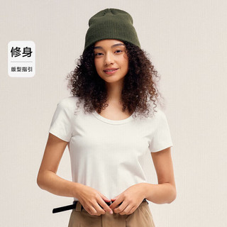 森马（Semir）短袖T恤女修身正肩凉感圆领上衣24夏109324100001 【U领】本白10102