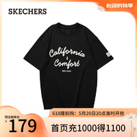 斯凯奇（Skechers）刘宇同款雅钻系列中性针织短袖T恤衫L124U135 乌黑/04CM XL