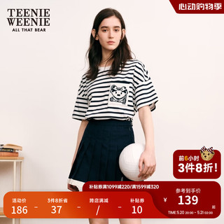 Teenie Weenie小熊卡通圆领T恤女夏季女装短袖t恤时尚休闲TW小熊 撞色 170/L