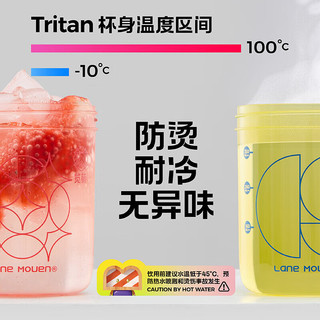 览萌夏季水杯女带吸管tritan耐高温塑料杯便携随行杯子420ML粉红色