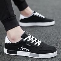 劾凿春夏季传统布鞋男鞋透气经典老北京布鞋男士帆布鞋男平底休闲板鞋 MD-6636黑白色 44