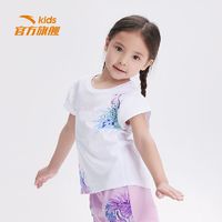 百亿补贴：ANTA 安踏 儿童女童短袖T恤圆领印花夏季运动纯棉吸汗透气小童宝宝上衣