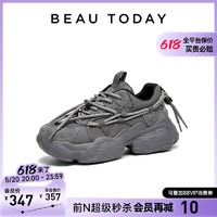 BEAUTODAY 厚底老爹鞋女新款增高休闲鞋灰色运动鞋