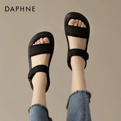 DAPHNE 达芙妮 厚底运动凉鞋女款2023年新款夏季黑色高级感软底休闲沙滩鞋