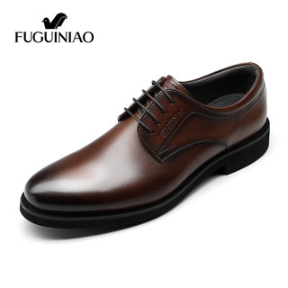 富贵鸟（FUGUINIAO）商务休闲皮鞋正装鞋男士英伦德比鞋男结婚新郎鞋 卡其 43 