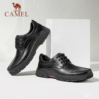 CAMEL 骆驼 男鞋新款防滑耐磨简约经典系带鞋舒适办公商务男士皮鞋 GE12235363 黑色 40