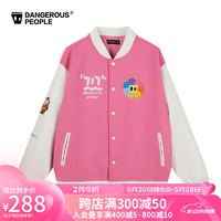 Dangerous people薛之谦dsp七色花刺绣宽松百搭时尚潮开衫棒球棉服 粉色 XL