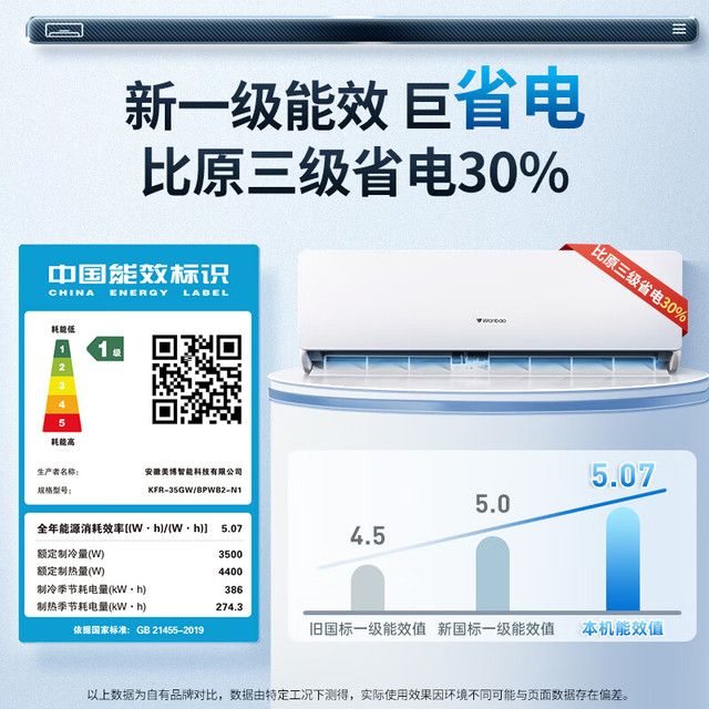 限地区：万宝 空调1.5匹速冷热 新一级能效变频冷暖省电 独立除湿 低噪音自清洁 卧室空调挂机