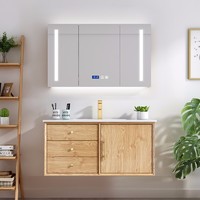 YILANG 镱朗 北欧实木浴室柜组合 日式洗脸池洗手盆 90cm智能全镜柜（镜柜款）