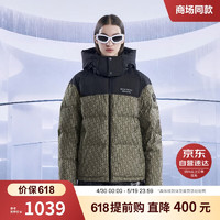 波司登冬季羽绒服男女款90绒加厚连帽外套B30143550 咖啡棕印花|9X54 185/104A