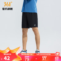 361° 361度运动裤男2024夏季新款运动短裤男子常规舒适裤子 超级黑 2XL