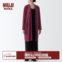 MUJI 無印良品 无印良品（MUJI）女式 宽罗纹 长开衫 家居服 睡衣 FD1INC3A 深紫红色