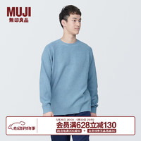 无印良品（MUJI）男式 可水洗棱纹织圆领毛衣 针织衫 AA0QEA4S 烟熏蓝色 S (165/84A)