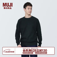 无印良品（MUJI）男式 可水洗棱纹织圆领毛衣 针织衫 AA0QEA4S 黑色 M (170/92A)