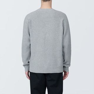 无印良品（MUJI）男式 可水洗棱纹织圆领毛衣 针织衫 AA0QEA4S 灰色 XL (180/104A)
