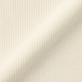 无印良品（MUJI）男式 可水洗棱纹织圆领毛衣 针织衫 AA0QEA4S 米白色 L (175/100A)