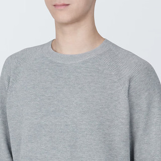 无印良品（MUJI）男式 可水洗棱纹织圆领毛衣 针织衫 AA0QEA4S 灰色 L (175/100A)