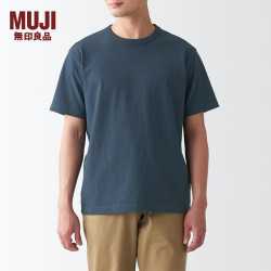 muji无印良品无印良品muji男式粗棉线天竺编织短袖t恤打底衫男款纯棉