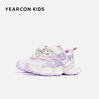 YEARCON 意尔康 2024年春季儿童鞋男童运动鞋女童跑步鞋时尚透气童鞋 米/紫 38码 适合脚长23