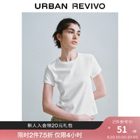 URBAN REVIVO UR 女款 纯色修身正肩短袖T恤