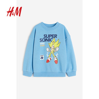 H&M【乐高】童装男童卫衣春季时尚印花宽松圆领卫衣1169912 蓝色/刺猬索尼克 150/76