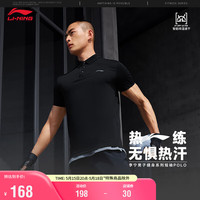 李宁 LI-NING排湿速干短袖POLO衫男子24春夏系列简约运动上衣APLU119 黑色-1 S